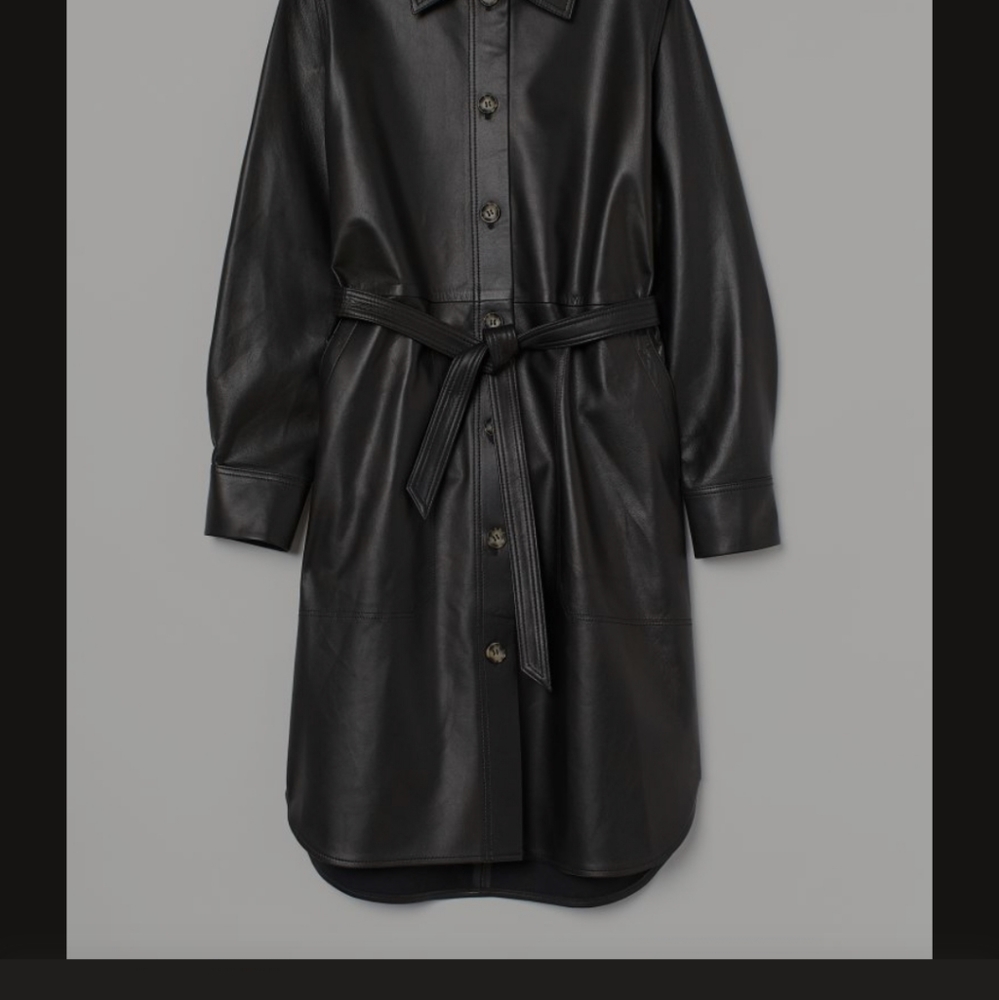 Vegan leather shirt dress/ over coat - Picture 8 of 12